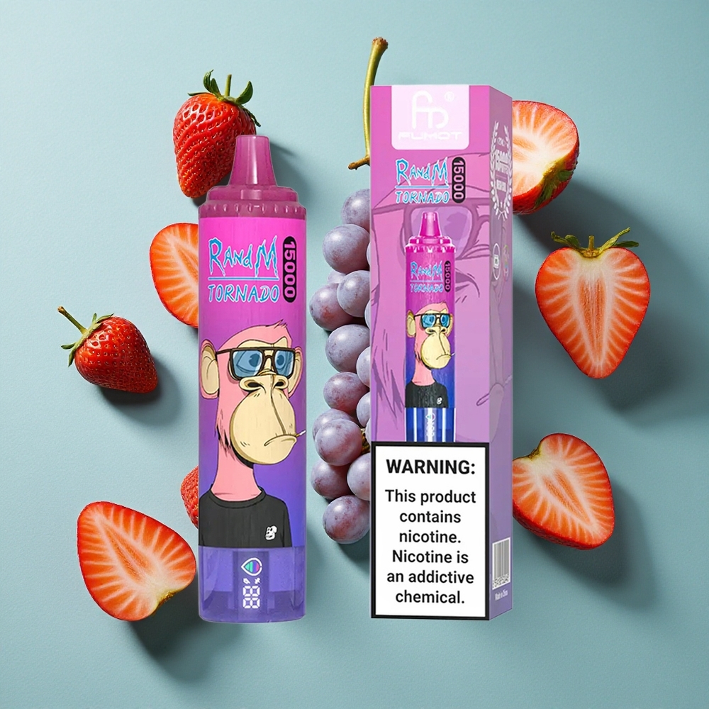 イチゴとブドウ RandM Fumot Tornado 15000パフ USB Type-C充電 Japan vape wholesale