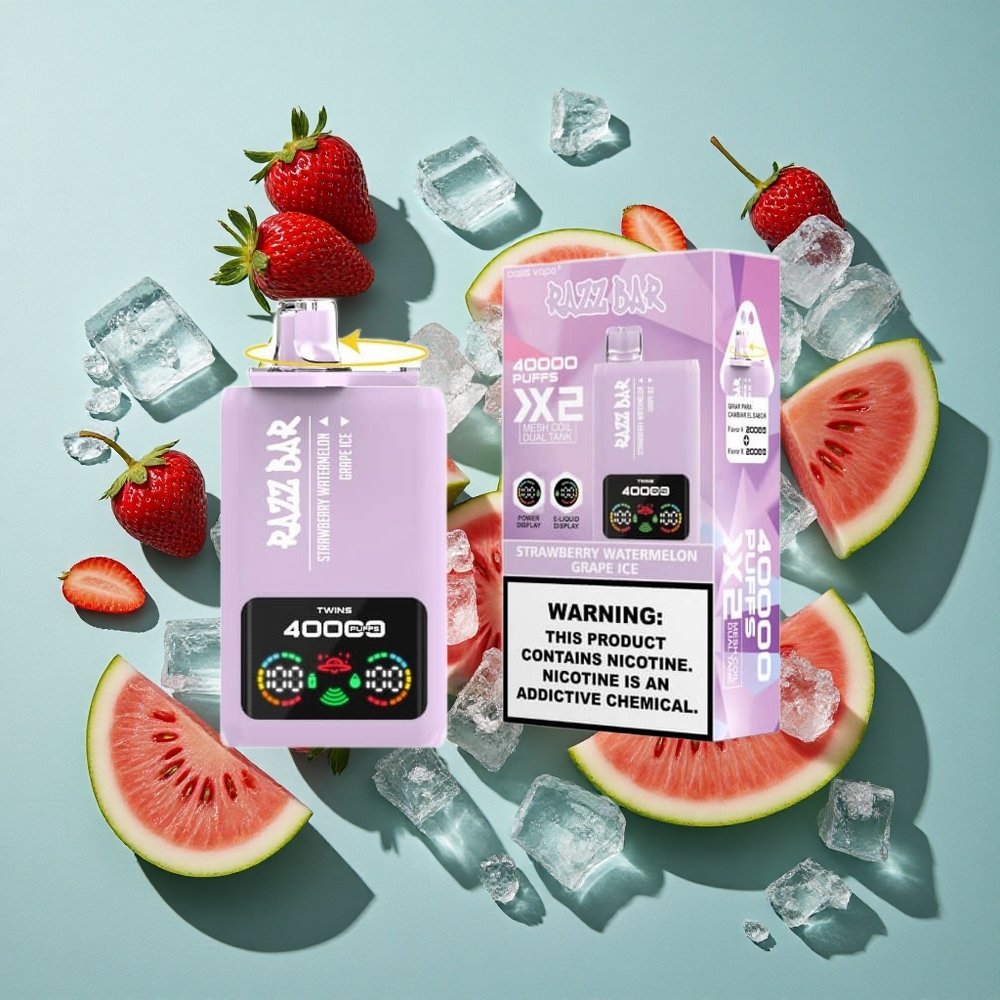 いちごすいか_ぶどうアイス Razz Bar 40000 パフ パワースクリーンディスプレイ Japan vape wholesale