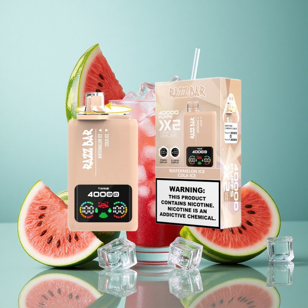 スイカアイス＆コーラアイス Razz Bar 40000プッフ パワースクリーンディスプレイ Japan vape wholesale