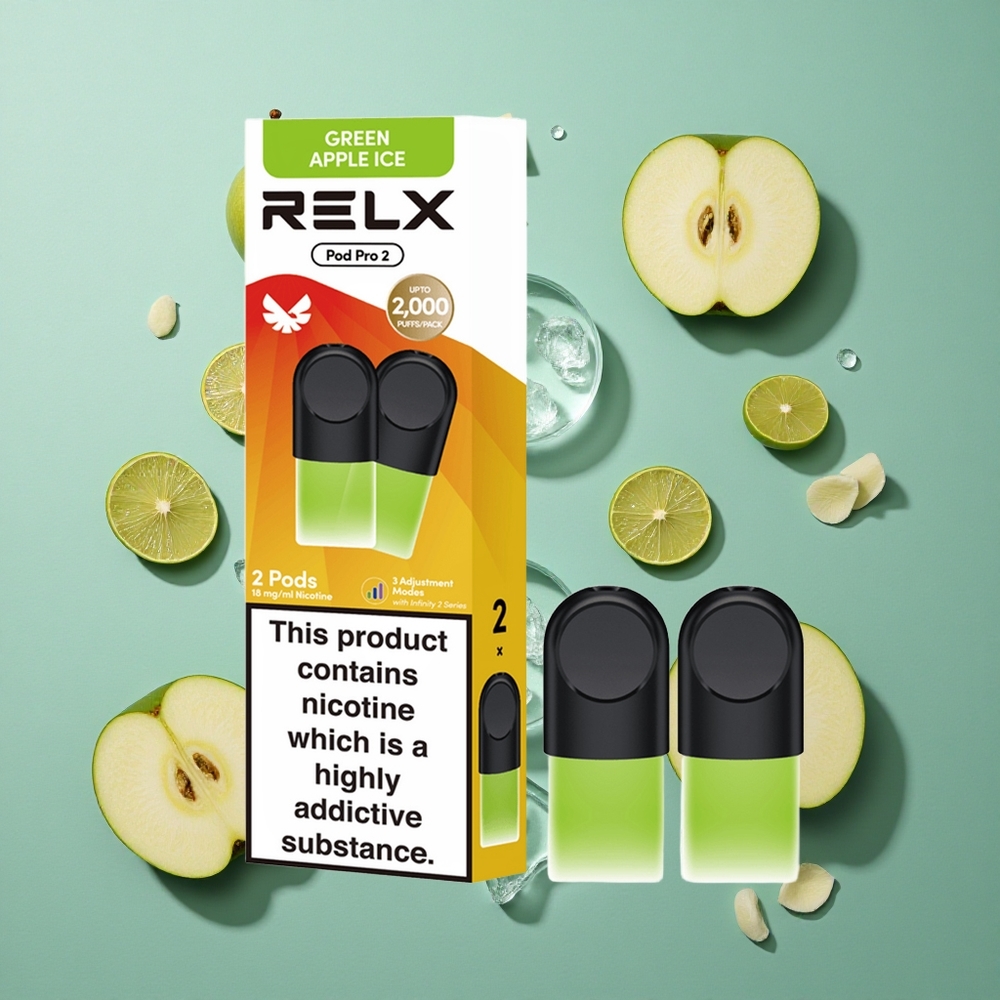グリーンアップルアイス RELX Pod Pro 2 600パフ 1.8%ニコチン Japan vape wholesale